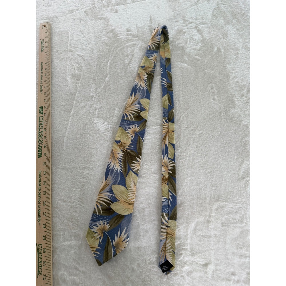 Oasis Mens Blue Tropical Palm Leaf Floral Silk Necktie Hawaiian Island Style‎